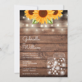 Invitación Rayas de cadena Sunflower Mason Jars Rustic Boda
