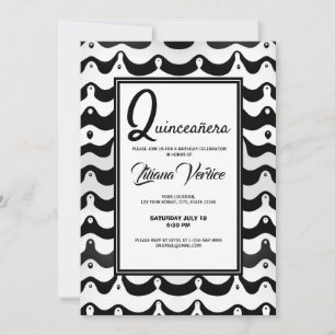 Invitación Rayas de cebra onduladas en blanco y negro