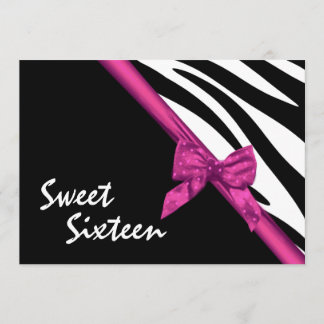 Invitación Rayas de cebra silvestre y cinta de cinta dulce di