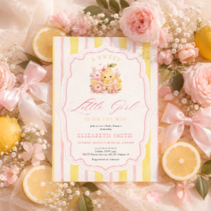 Invitación Rayas de Cítricos Baby Lemon Niña Baby Shower