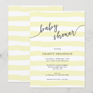 Invitación Rayas de color amarillo simple Baby Shower