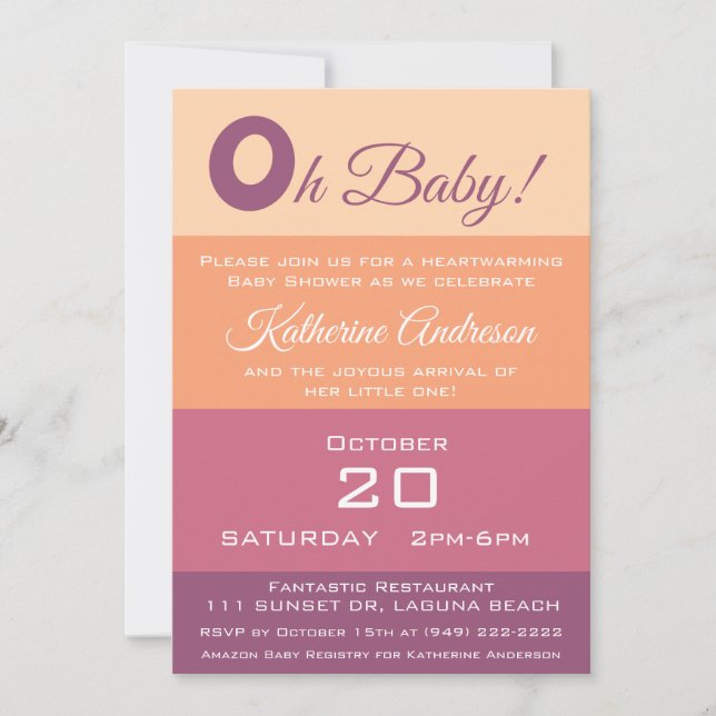 Invitación Rayas de color Baby Shower-Fall (Anverso)