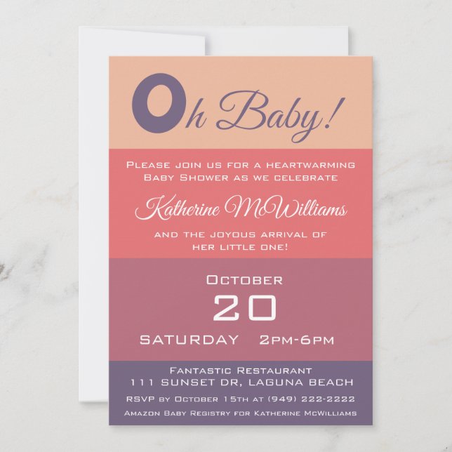 Invitación Rayas de color Baby Shower-Fall (Anverso)