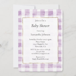 Invitación Rayas de color blanco morado Baby Shower