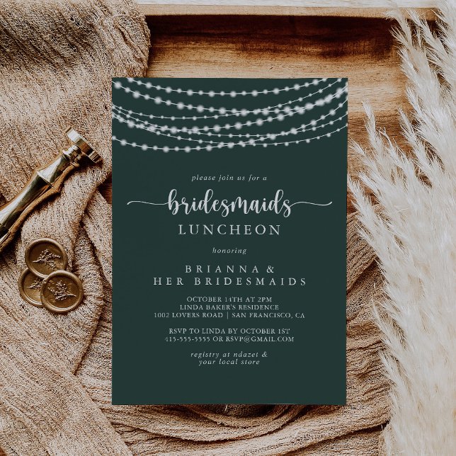 Invitación Rayas de cuerda Bridesmaids Green Luncheon Shower (Subido por el creador)