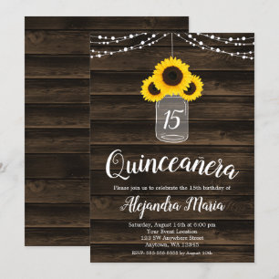 Invitación Rayas de cuerdas de girasol rusas invitan a Quince
