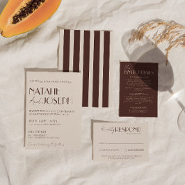 Invitación Rayas de Dinero Antiguo Marrón Chocolate con Clase