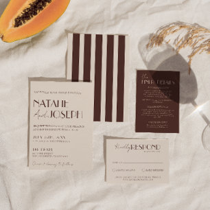 Invitación Rayas de Dinero Antiguo Marrón Chocolate con Clase
