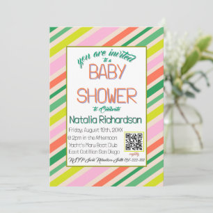 Invitación Rayas de Dulce Colorido Arcoíris Fiesta de Baby Mo