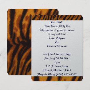 Invitación Rayas de Gato Tigre Aman Boda Novia Novio Paz