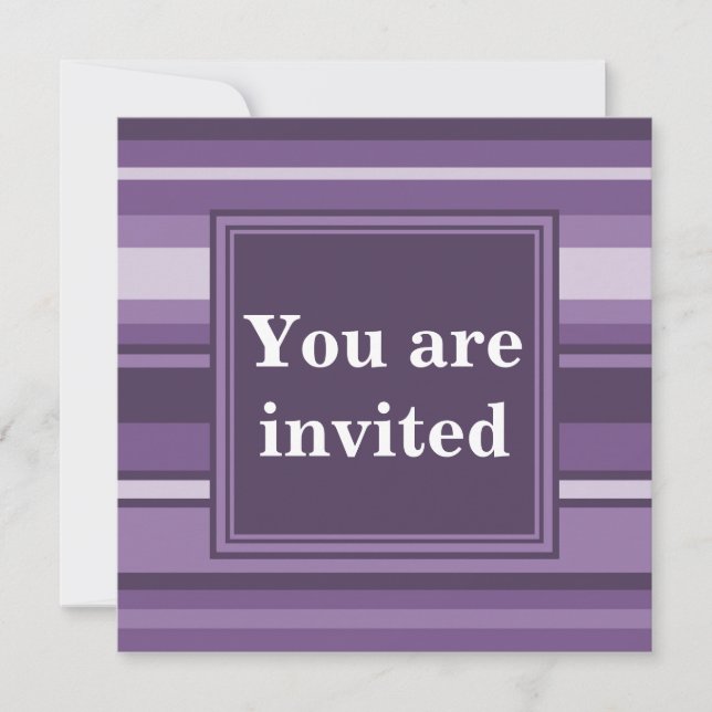 Invitación Rayas de lavanda con monograma (Anverso)