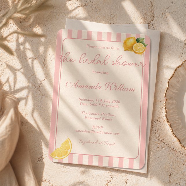 Invitación Rayas de melocotón mínimas Desayuno de boda de lim (Subido por el creador)
