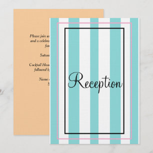 Invitación Rayas de Monograma Azul Blanco Rosa Recepción