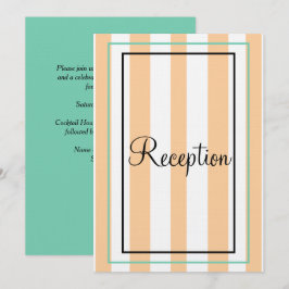 Invitación Rayas de monograma verde espuma de mar de playa de