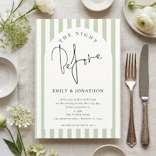 Invitación Rayas de Salvia La Noche Antes de la Cena de Ensay