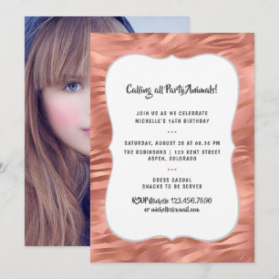 Invitación Rayas de tigre de papel de aluminio de oro rosa Cu