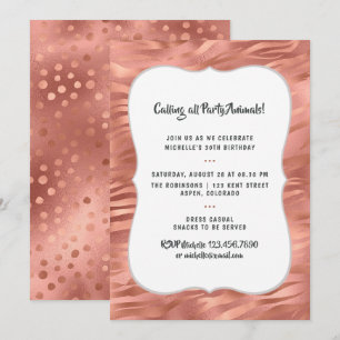Invitación Rayas de tigre de papel de aluminio de oro rosa Cu