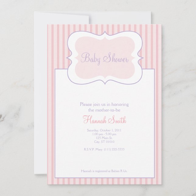 Invitación Rayas del caramelo - Baby Shower PP (Anverso)