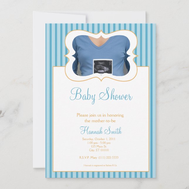 Invitación Rayas del caramelo - foto Baby Shower BO (Anverso)