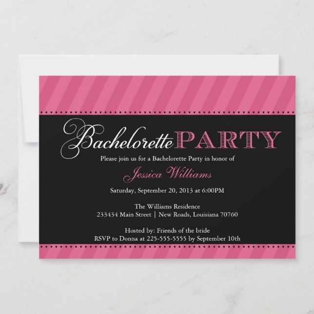 Invitación Rayas del fiesta el | de Bachelorette (Anverso)
