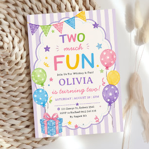 Invitación Rayas Demasiado Divertido Cumpleaños Colorido