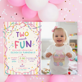 Invitación Rayas Demasiado Divertido Cumpleaños Colorido