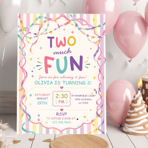 Invitación Rayas Demasiado Divertido Cumpleaños Colorido