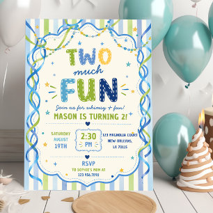 Invitación Rayas Demasiado Divertido Cumpleaños Colorido