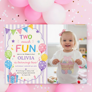 Invitación Rayas Demasiado Divertido Cumpleaños Colorido Foto
