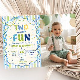 Invitación Rayas Demasiado Divertido Cumpleaños Foto Colorido