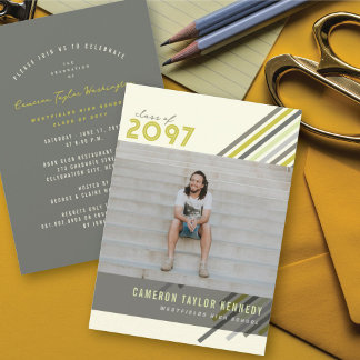 Invitación Rayas diagonales coloridas Foto Fiesta de graduaci