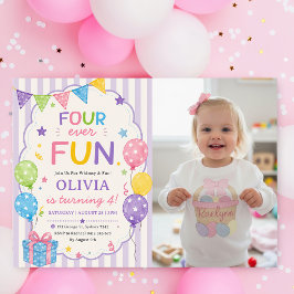 Invitación Rayas Divertidas Cumpleaños Colorido Foto
