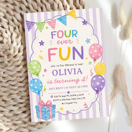 Invitación Rayas Divertidas Cumpleaños Colorido Para Siempre