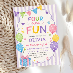 Invitación Rayas Divertidas Cumpleaños Colorido Para Siempre