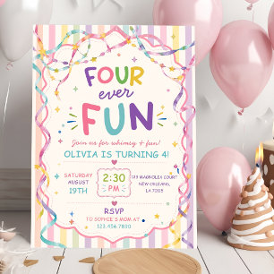 Invitación Rayas Divertidas Cumpleaños Colorido Para Siempre
