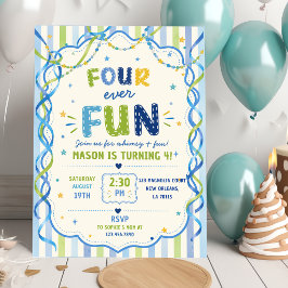 Invitación Rayas Divertidas Cumpleaños Colorido Para Siempre