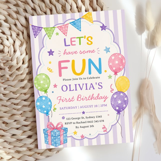 Invitación Rayas Divirtámonos Colorido Cumpleaños (Subido por el creador)