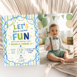 Invitación Rayas Divirtámonos Cumpleaños Colorido