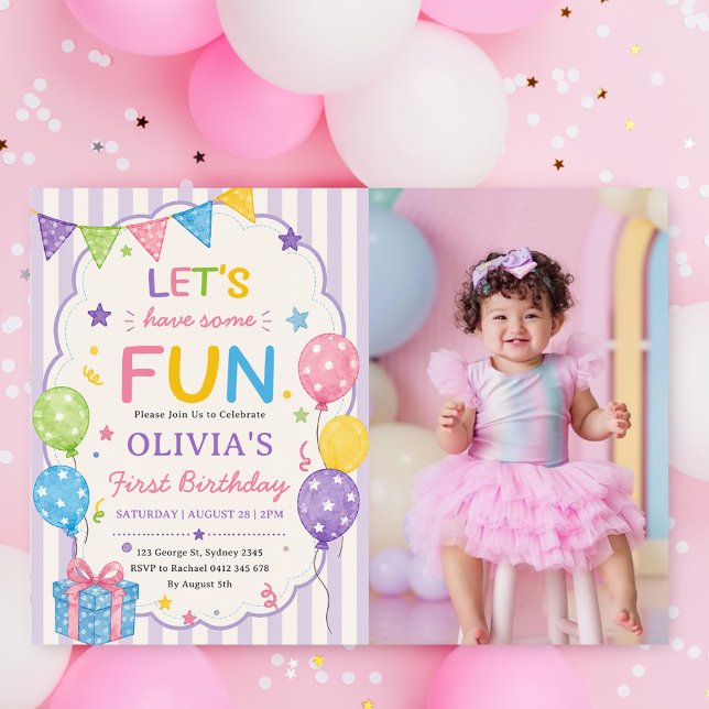 Invitación Rayas Divirtámonos Cumpleaños Colorido (Subido por el creador)