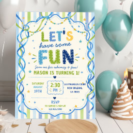 Invitación Rayas Divirtámonos Cumpleaños Colorido