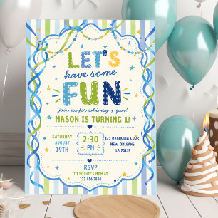 Invitación Rayas Divirtámonos Cumpleaños Colorido