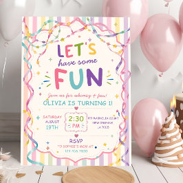 Invitación Rayas Divirtámonos Cumpleaños Colorido