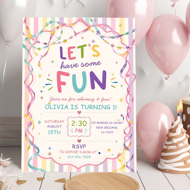 Invitación Rayas Divirtámonos Cumpleaños Colorido (Subido por el creador)