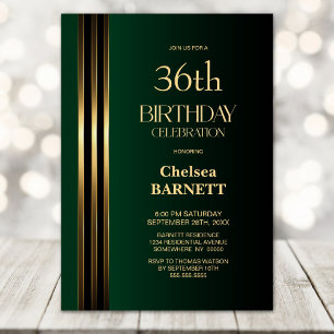 Invitación Rayas doradas Negro Verde Cumpleaños de cualquier
