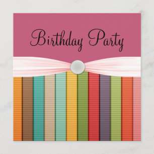 Invitación Rayas en el arco iris de la fiesta de cumpleaños
