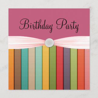 Invitación Rayas en el arco iris de la fiesta de cumpleaños