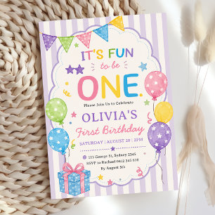 Invitación Rayas Es Divertido Ser Un Cumpleaños Colorido