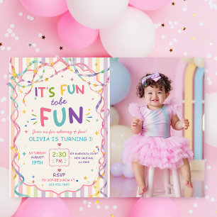 Invitación Rayas Es Divertido Ser Un Cumpleaños Colorido