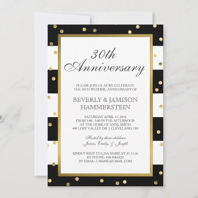 Invitación Rayas esparcantes | 30.º Fiesta Boda Aniversario (Anverso)