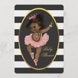 Invitación Rayas étnicas de princesa Ballerina Baby Black